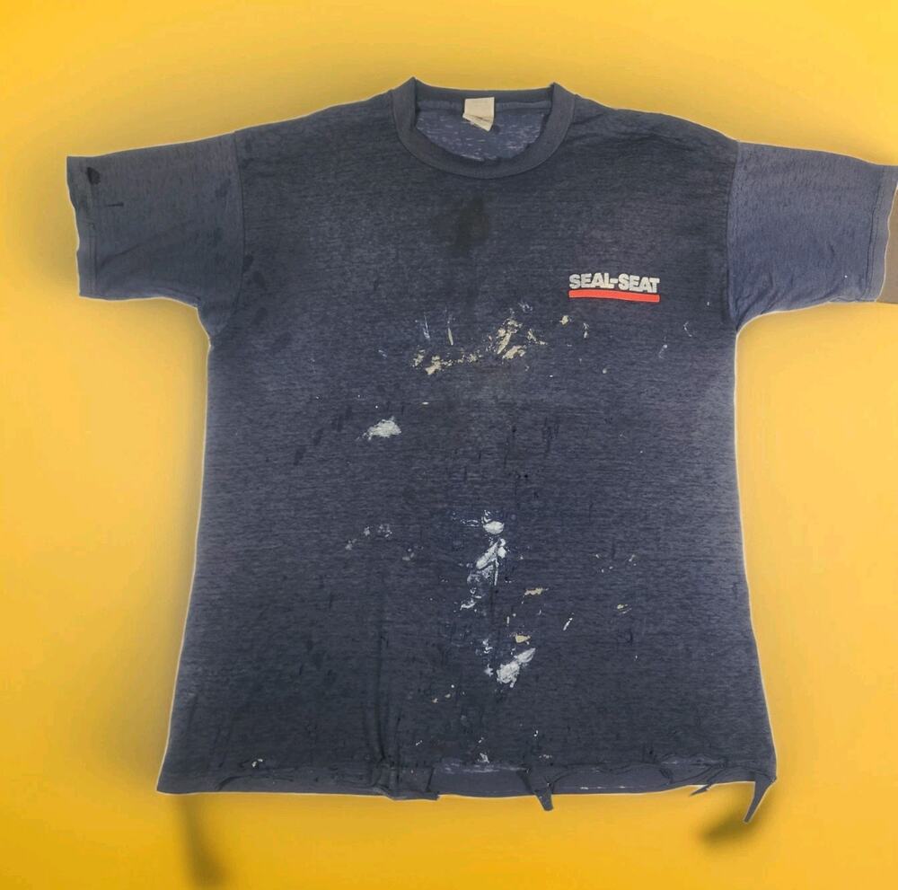 Vintage 90s Fruit of the Loom Best Thrashed Paint Splatter T Shirt Boxy Crop XL